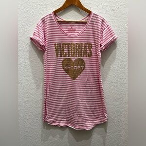 Victoria's Secret Pink and Gold Striped Night Shirt